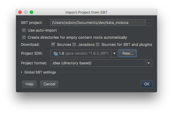 Importing SBT Project with SDK Defined