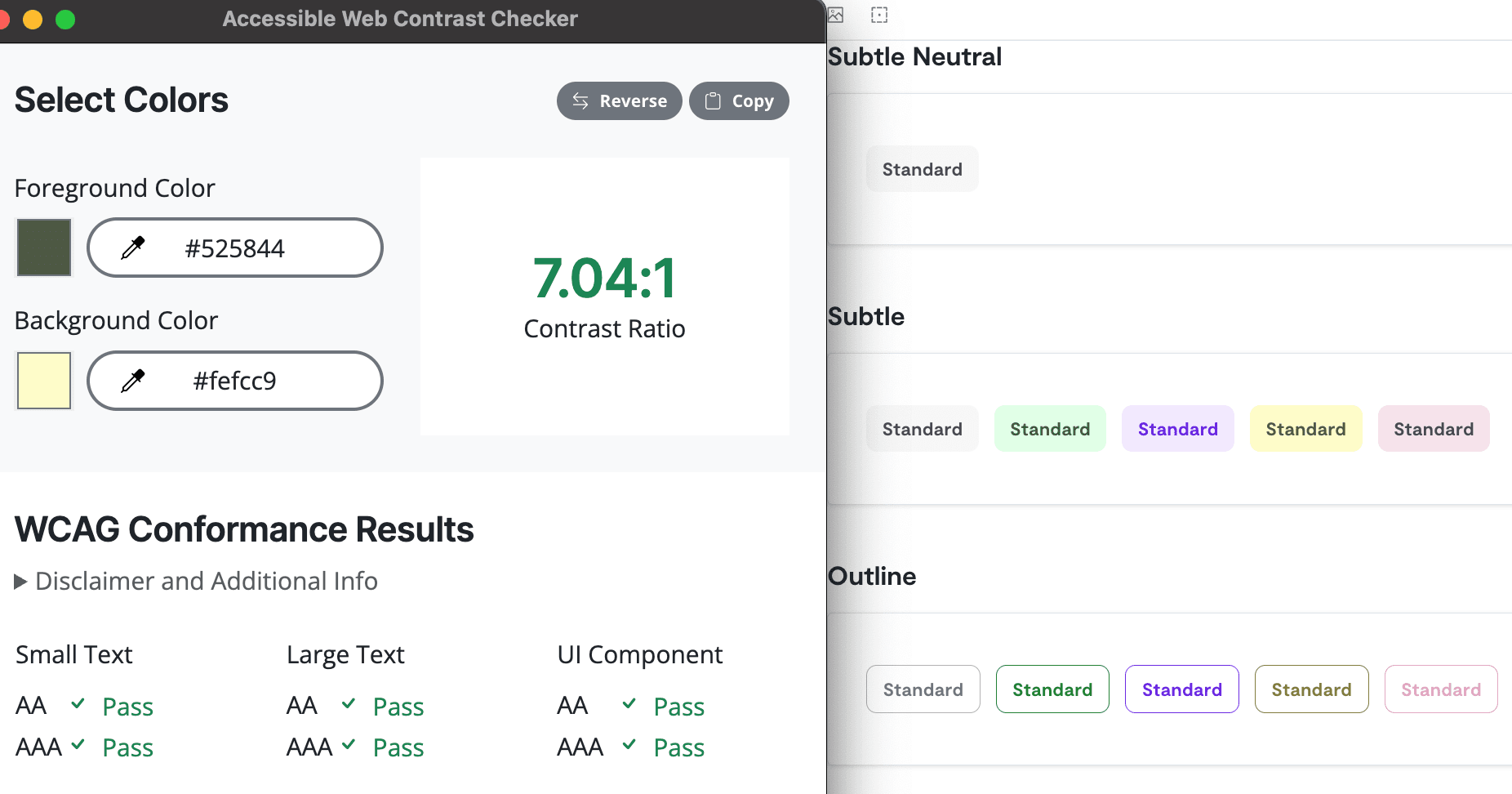 We maintain the design system colors while ensuring readability