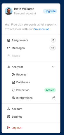 User menu mockup found in Figma community