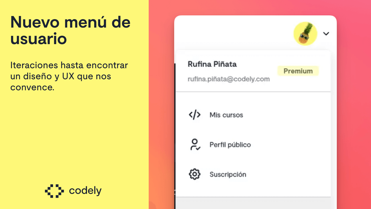 How we iterated Codely's user menu