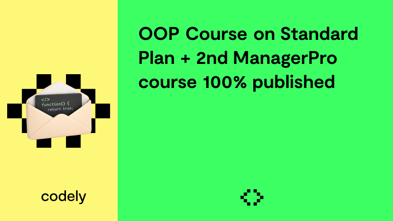 OOP Course on Standard Plan + 2nd ManagerPro course 100% published